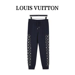LOUIS VUITTON FW23 Logo print floral-cuffed knitted sweatpants L
